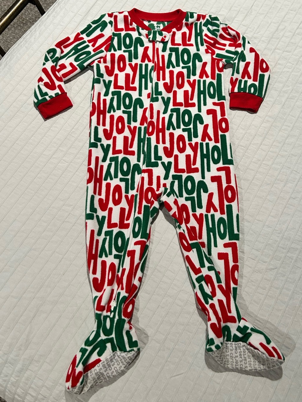 Holiday 'Joy & Holly’ Red & Green Footed Pajamas - Kids One Piece